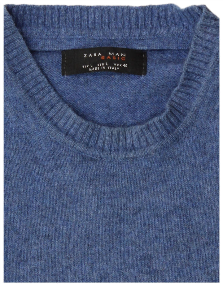 Maglione maglione girocollo da uomo Zara grande blu