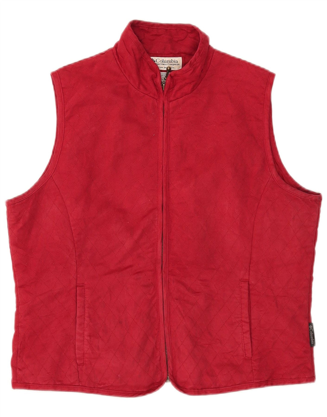 Gilet trapuntato da donna Columbia UK 16 grande rosso poliestere