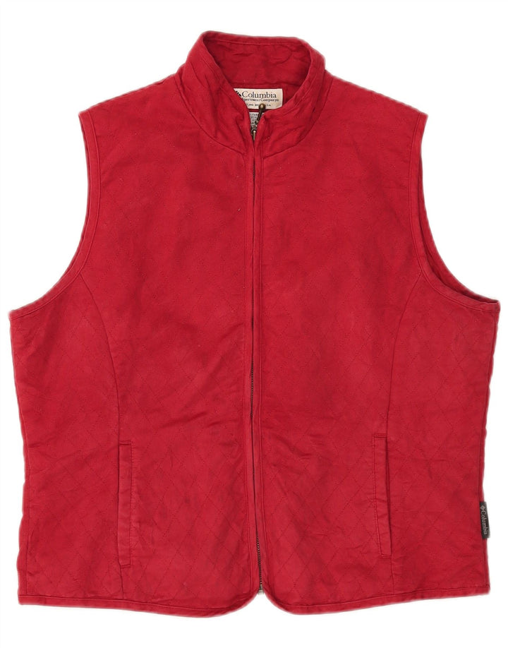 Gilet trapuntato da donna Columbia UK 16 grande rosso poliestere