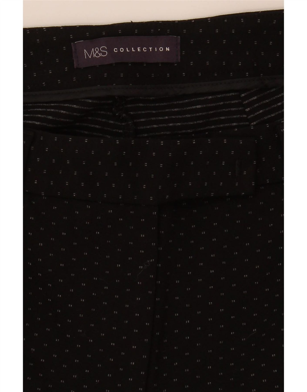 MARKS & SPENCER Womens Slim Cropped Trousers W30 L25 Black Spotted Vintage Marks & Spencer and Second-Hand Marks & Spencer from Messina Hembry 