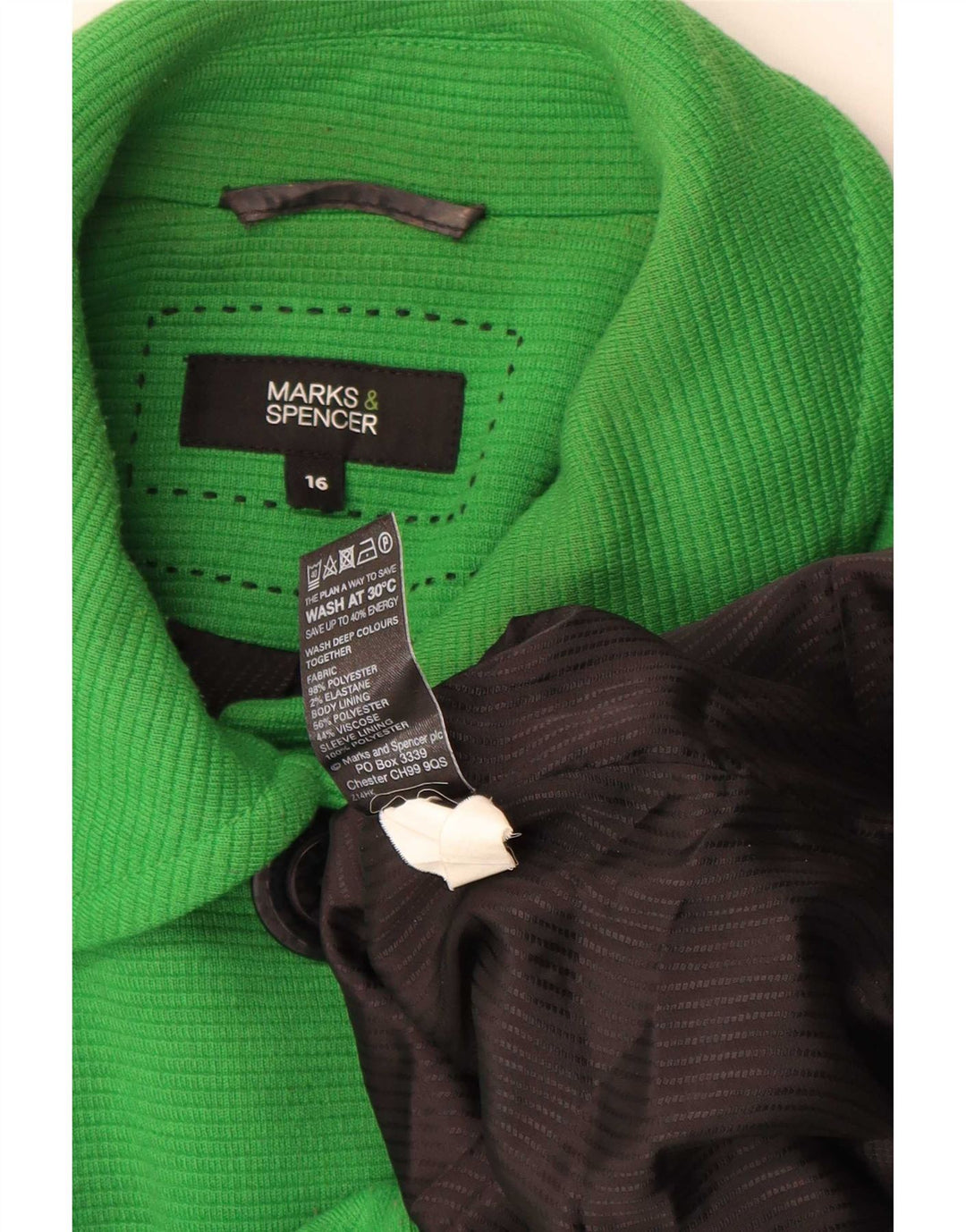 Giacca blazer a 4 bottoni Marks & Spencer da donna UK 16 grande poliestere verde