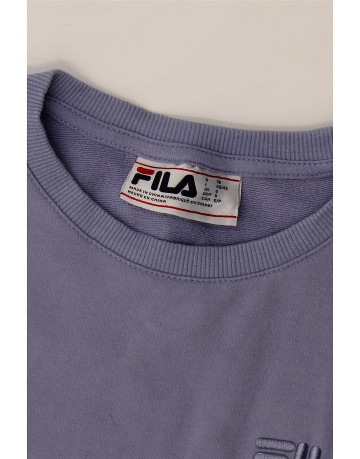 FILA Womens Oversized Sweatshirt Jumper UK 10 Small Purple Cotton Vintage Fila and Second-Hand Fila from Messina Hembry 