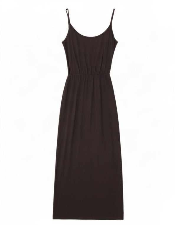 Abito lungo senza maniche da donna Marks & Spencer UK 10 piccolo cotone nero