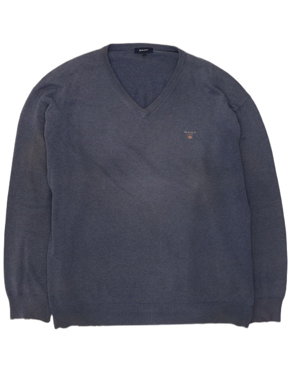 GANT Maglione da uomo con scollo a V 4XL Cotone blu navy