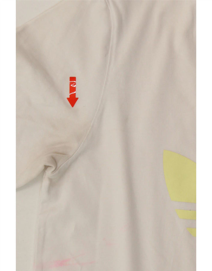 ADIDAS Womens Graphic T-Shirt Top UK 12 Medium White Cotton Vintage Adidas and Second-Hand Adidas from Messina Hembry 