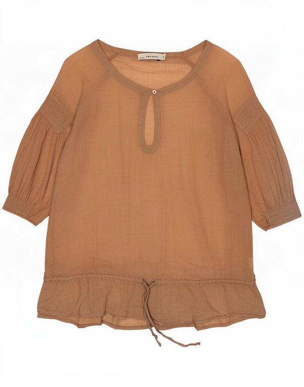 Top Zara da donna oversize con maniche a 3/4 UK 10 piccolo in cotone marrone