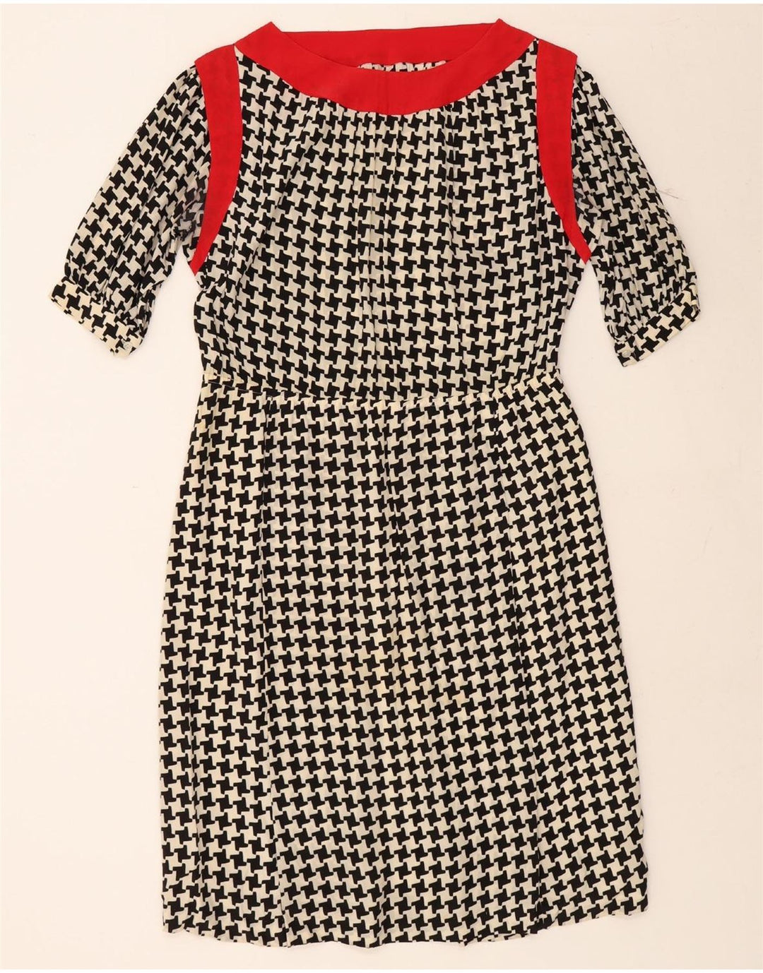 VINTAGE Womens Sheath Dress UK 14 Large Black Houndstooth Vintage Vintage and Second-Hand Vintage from Messina Hembry 