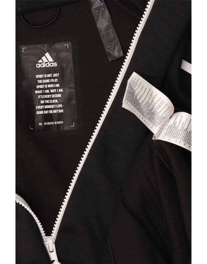Felpa con cappuccio e zip grafica da uomo Adidas XL poliestere nero