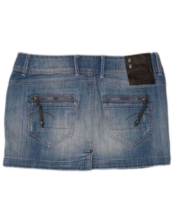 Gonna in denim invecchiato a vita bassa da donna G-Star W27 piccolo cotone blu