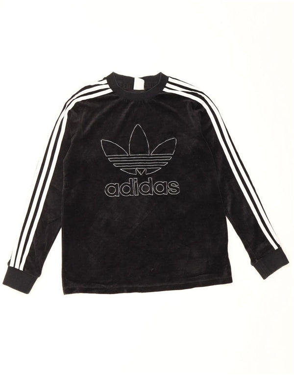 Adidas Donna Graphic Top Manica Lunga UK 12 Medio Nero Cotone