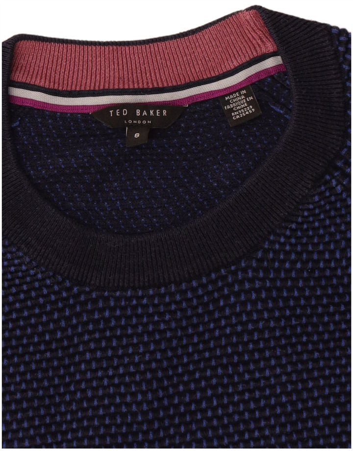 Maglione maglione girocollo da uomo Ted Baker taglia 6 2XL blu navy color block