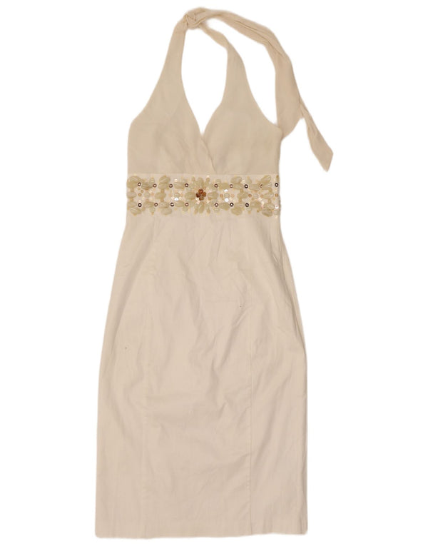 Abito halter da donna Coast UK 8 piccolo in seta bianco sporco
