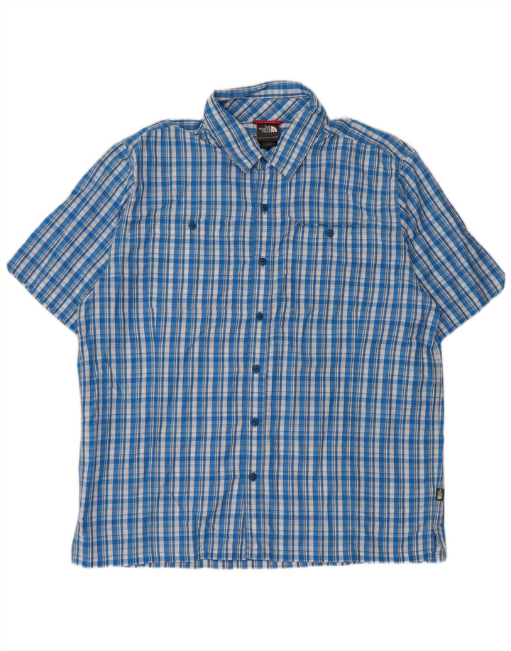 THE NORTH FACE Camicia a maniche corte da uomo XL in nylon a quadri blu