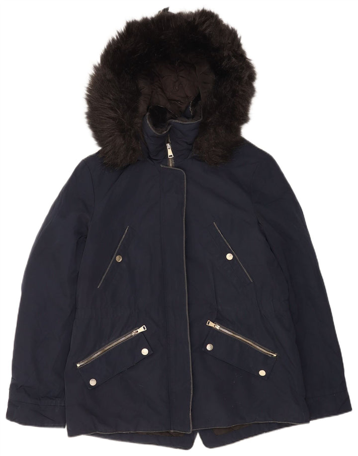 Giacca Parka con cappuccio da donna Zara UK 14 medio blu navy