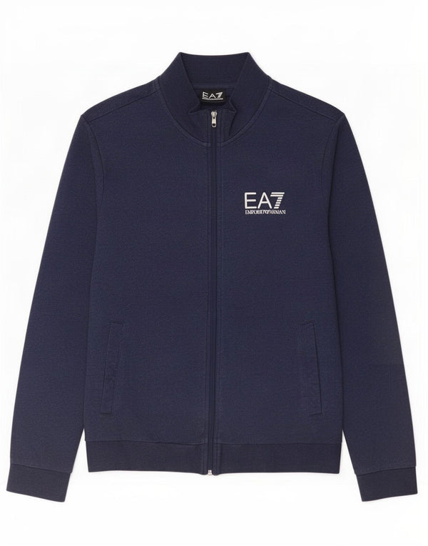 Giacca da tuta grafica da uomo Emporio Armani in cotone blu navy medio