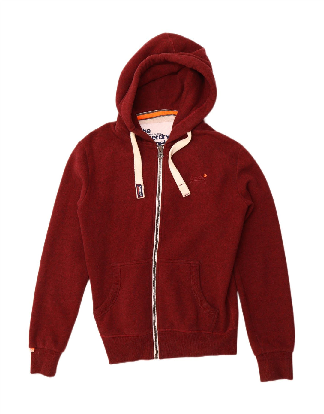 Maglione con cappuccio e zip da uomo SUPERDRY in cotone screziato bordeaux medio