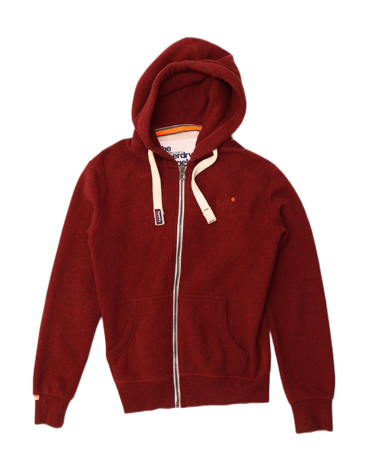Maglione con cappuccio e zip da uomo SUPERDRY in cotone screziato bordeaux medio