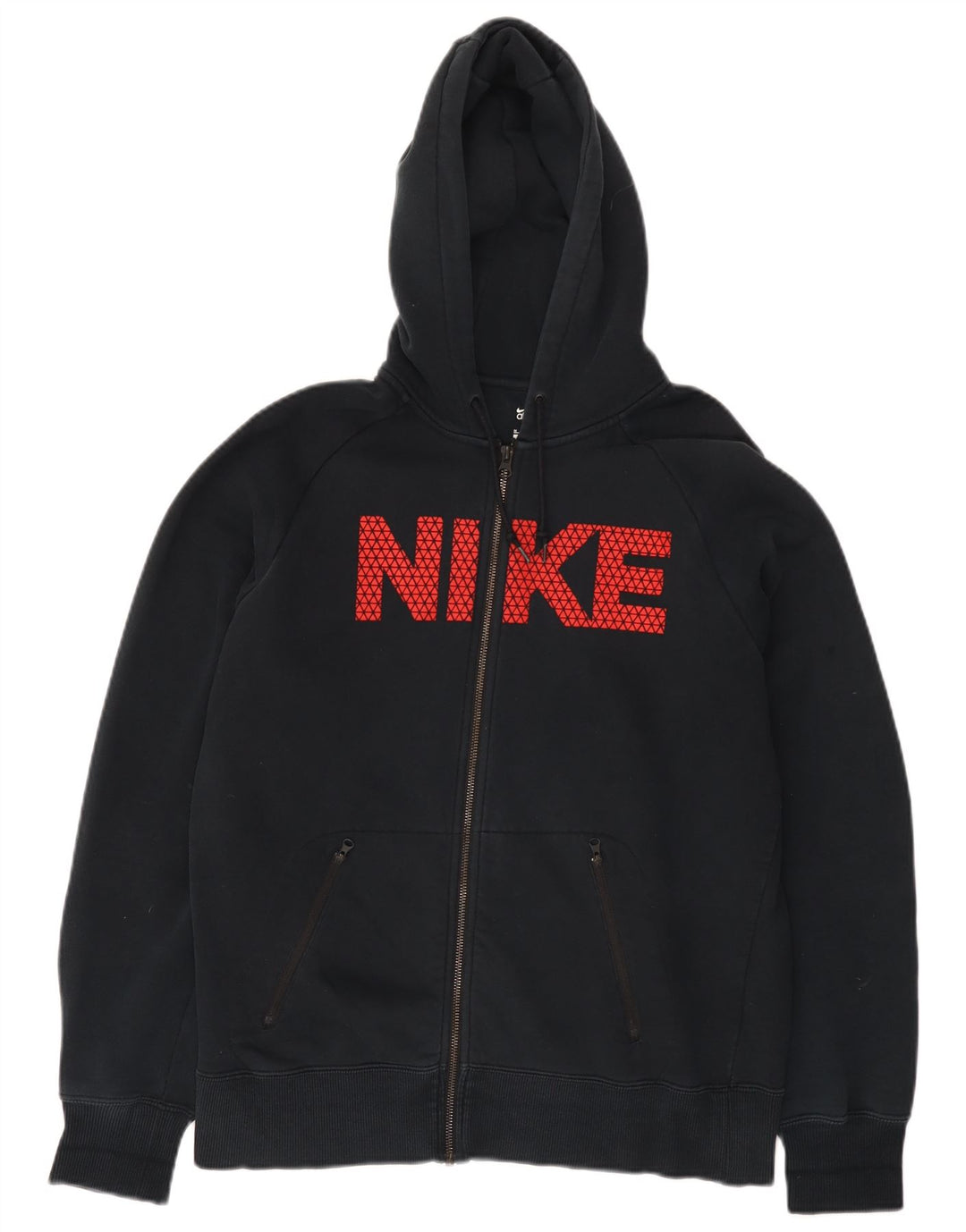 Felpa con cappuccio e zip grafica Nike da uomo in cotone nero medio