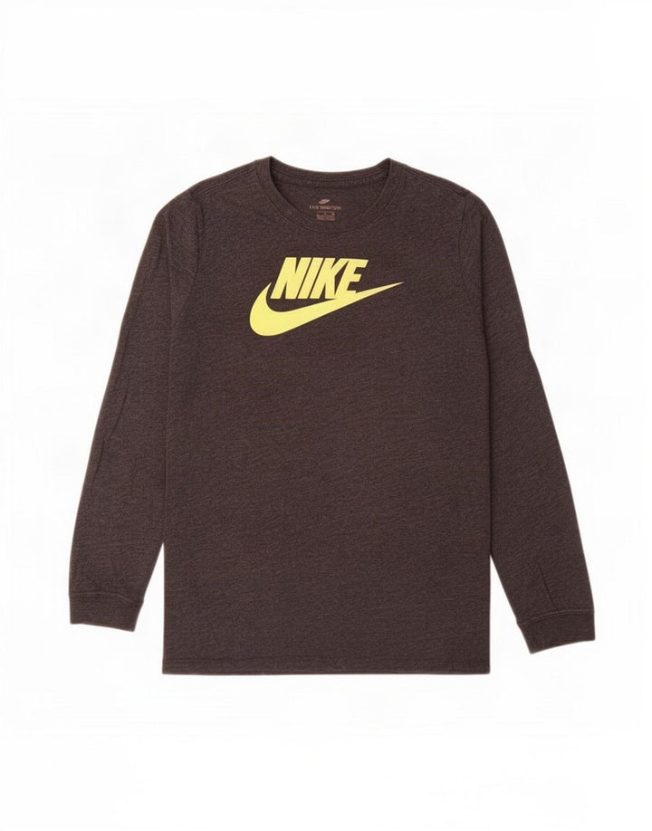 Maglia grafica Nike da ragazzo a manica lunga 13-14 anni XL in cotone grigio