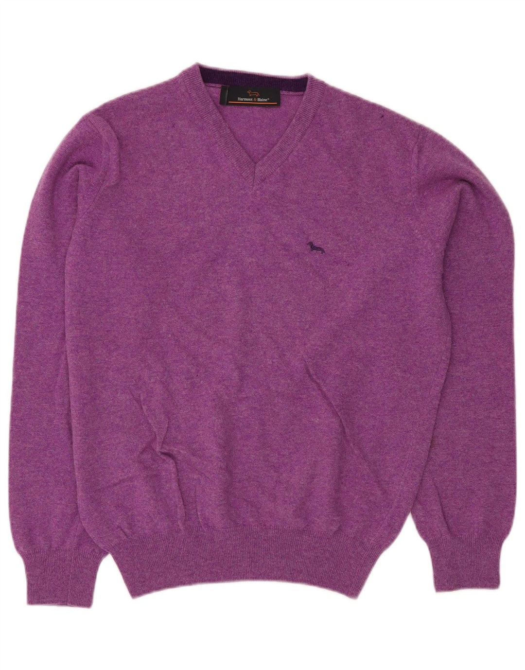 HARMONT & BLAINE Maglione da uomo con scollo a V piccolo in lana viola
