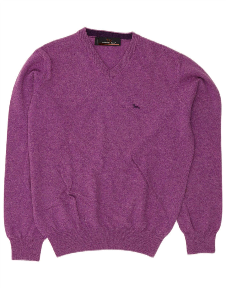 HARMONT & BLAINE Maglione da uomo con scollo a V piccolo in lana viola