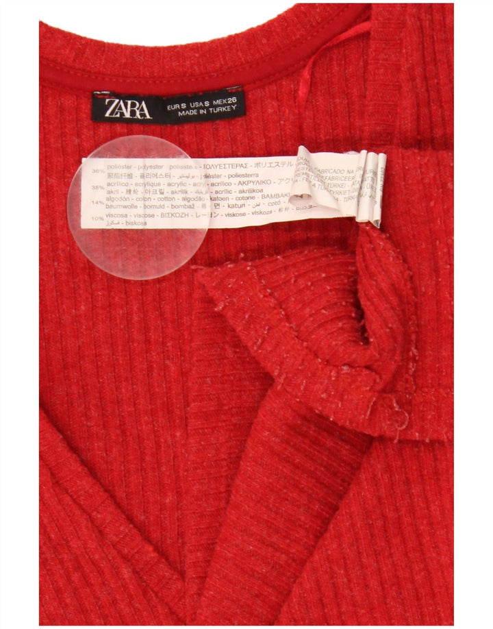 Abito maglione a maniche lunghe da donna Zara UK 10 piccolo poliestere rosso