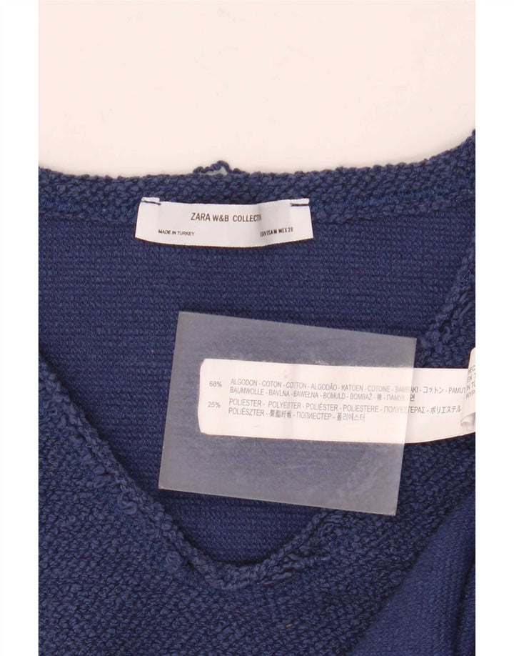 T-shirt da donna Zara Top UK 14 cotone blu navy medio