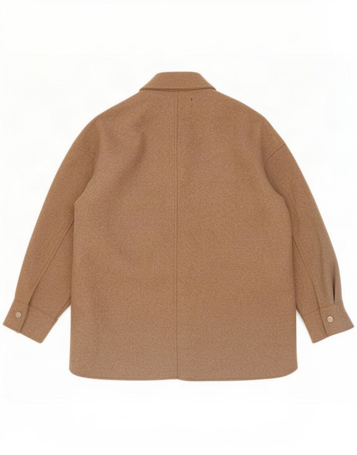 Camicia oversize Shacket da donna Zara UK 10 piccola in poliestere beige