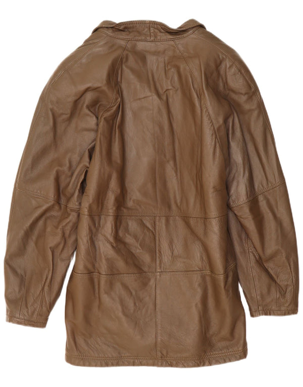 Giacca in pelle vintage da donna UK 16 grande marrone