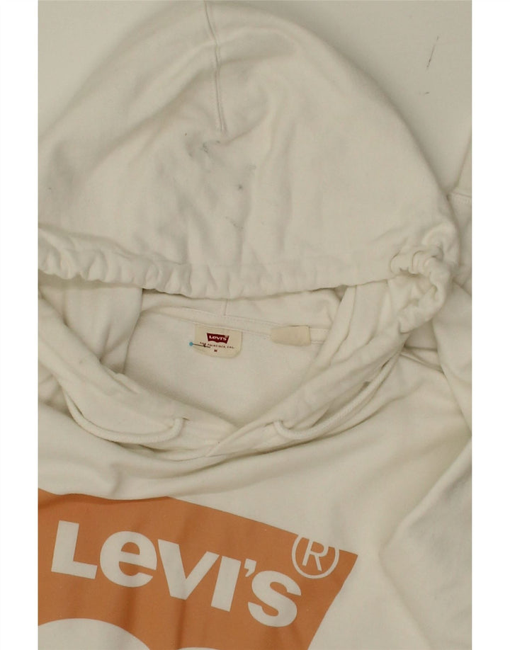 LEVI'S Mens Graphic Hoodie Jumper Medium White Cotton Vintage Levi's and Second-Hand Levi's from Messina Hembry 