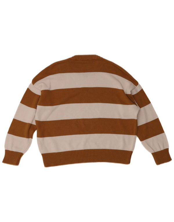 Maglione maglione girocollo da donna Benetton UK 10 piccolo marrone a righe