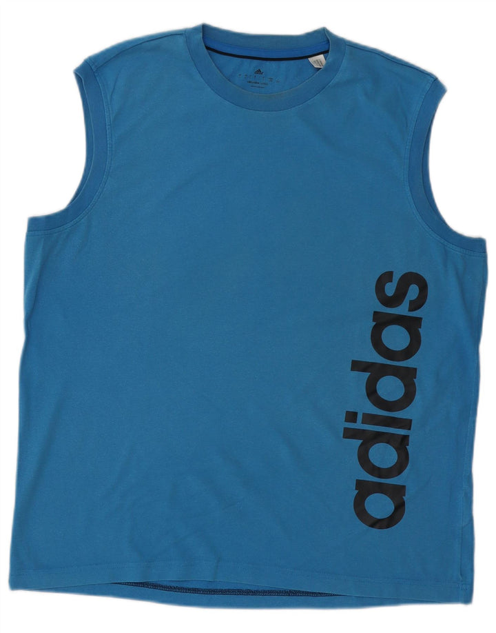 Canottiera grafica Adidas Climalite da uomo grande blu