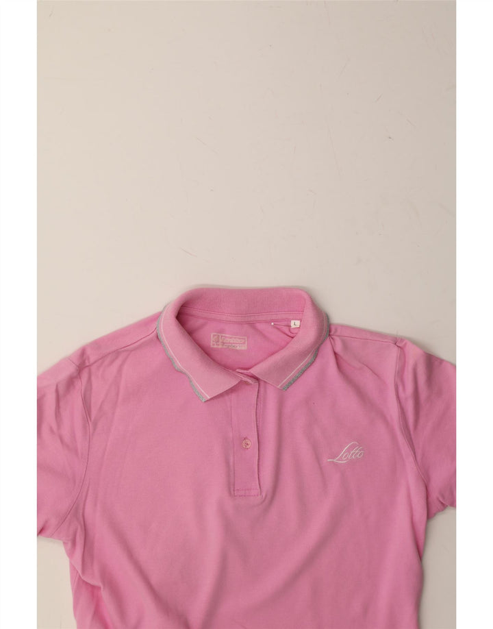 LOTTO Womens Polo Shirt UK 14 Large Pink Vintage Lotto and Second-Hand Lotto from Messina Hembry 