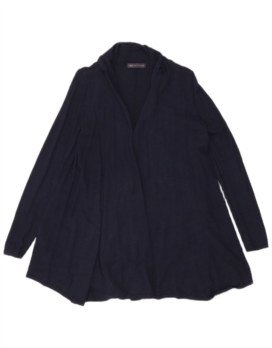 Maglione cardigan aperto lungo da donna Marks & Spencer UK 10 piccolo blu navy