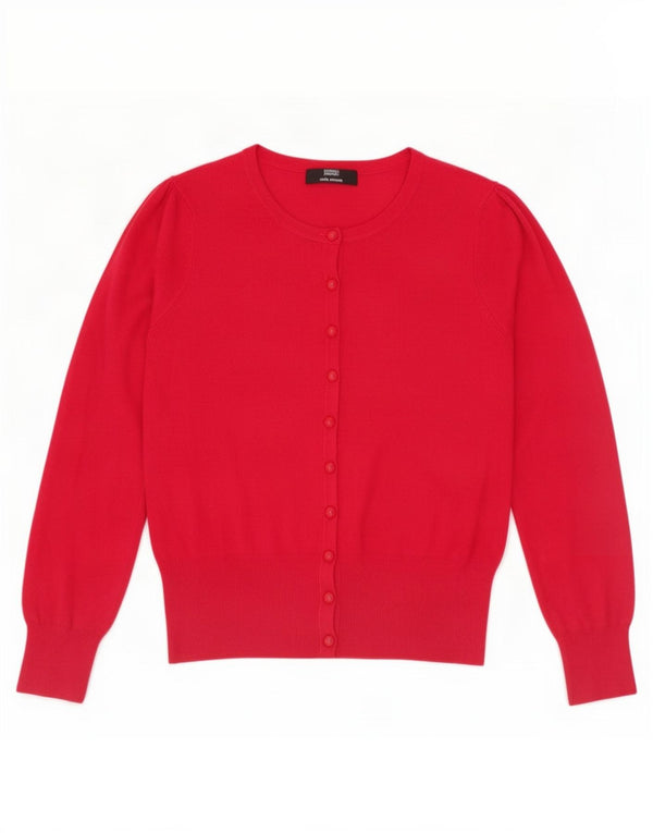 Maglione cardigan corto da donna Marks & Spencer UK 8 piccolo viscosa rosa