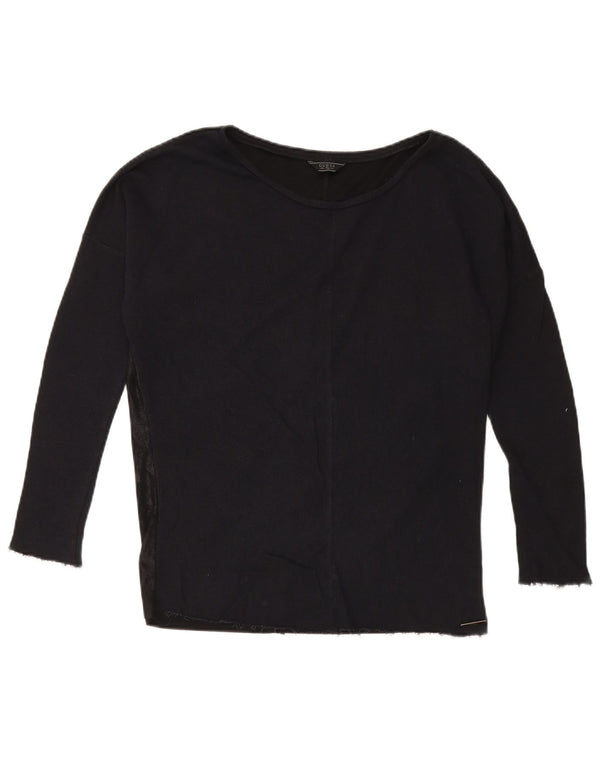 Guess Top oversize da donna a maniche lunghe UK 10 Small Nero
