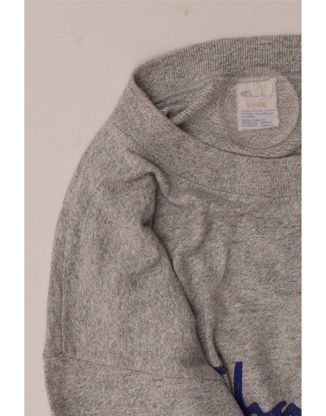 Champion Top grafico da uomo a maniche lunghe in cotone chiazzato grigio grande