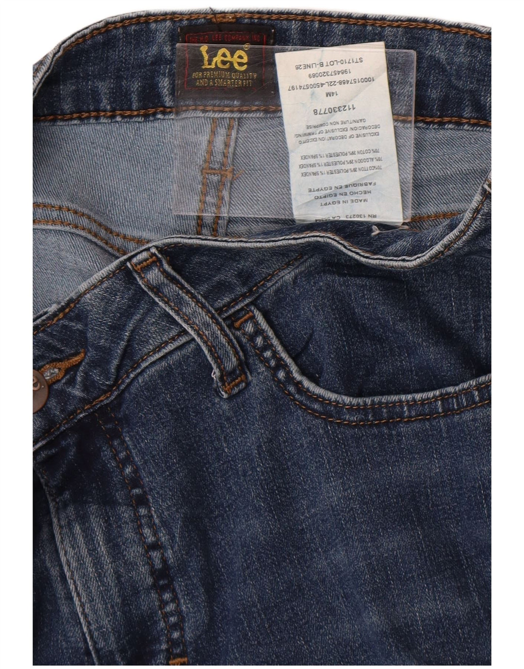Jeans Capri a vita alta da donna Lee US 14 XL W34 L22 poliestere blu