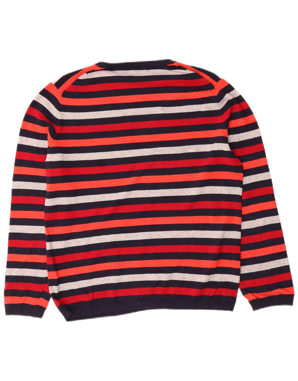 Maglione maglione con scollo a V da donna Tommy Hilfiger UK 16 Cotone a righe grandi rosse