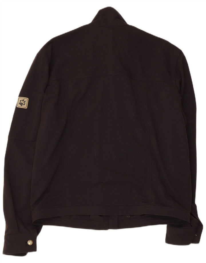 JACK WOLFSKIN Giacca antipioggia da uomo UK 36/38 Medium Nero Poliammide