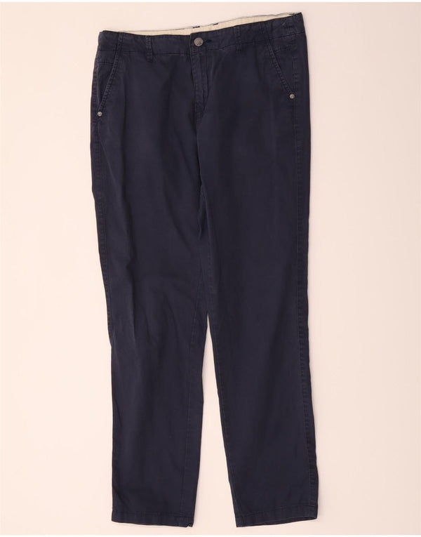 Marks & Spencer Womens Slim Chino Trousers UK 12 Medium W32 L29 Navy Blue