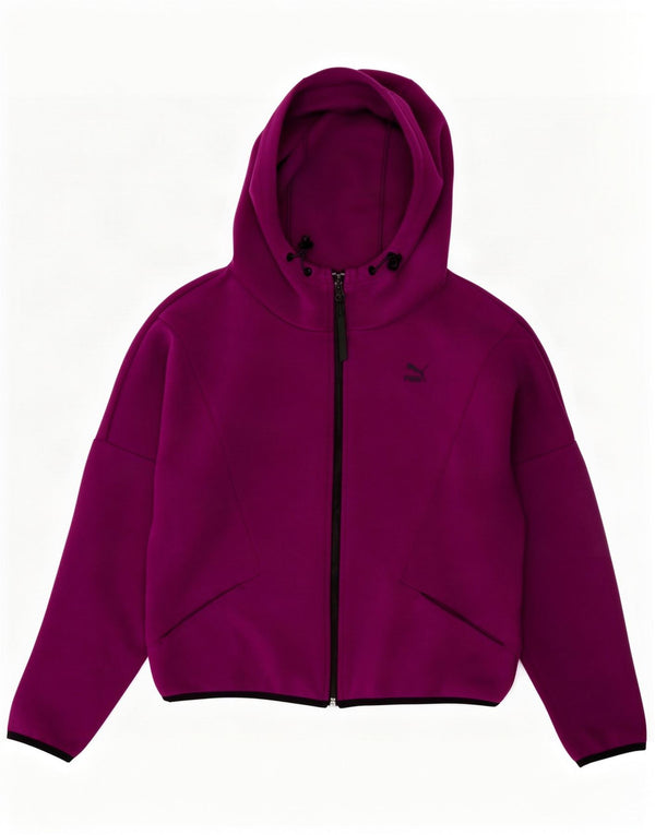 Maglione con cappuccio e zip oversize da donna Puma UK 10 piccolo cotone viola
