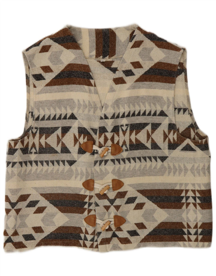 Maglione cardigan da uomo vintage azteco geometrico multicolore medio