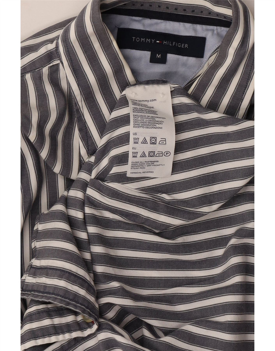 TOMMY HILFIGER Camicia da uomo in cotone gessato grigio medio