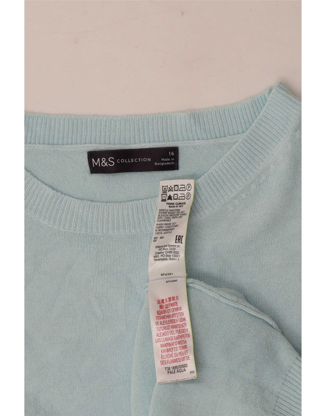 Maglione maglione girocollo da donna Marks & Spencer UK 16 grande turchese