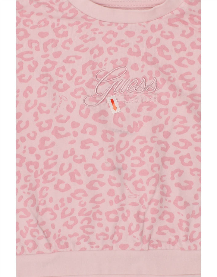 GUESS Girls Abstract Pattern Graphic Sweatshirt Jumper 3-4 Years Pink Vintage Guess and Second-Hand Guess from Messina Hembry 