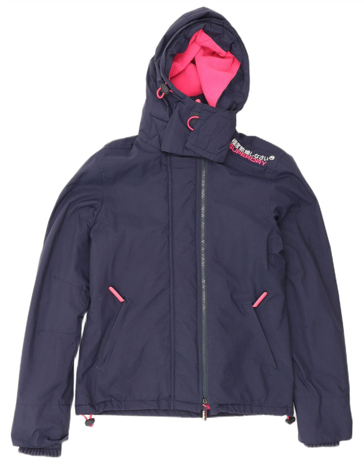 Giacca a vento con cappuccio da donna Superdry Windcheater UK 10 Small Blu Navy
