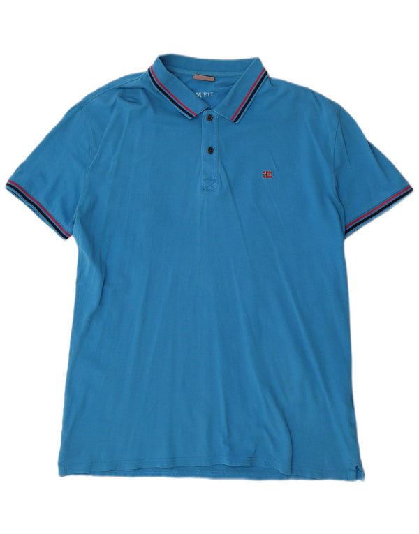 Polo da uomo slim fit Napapijri 2XL in cotone blu