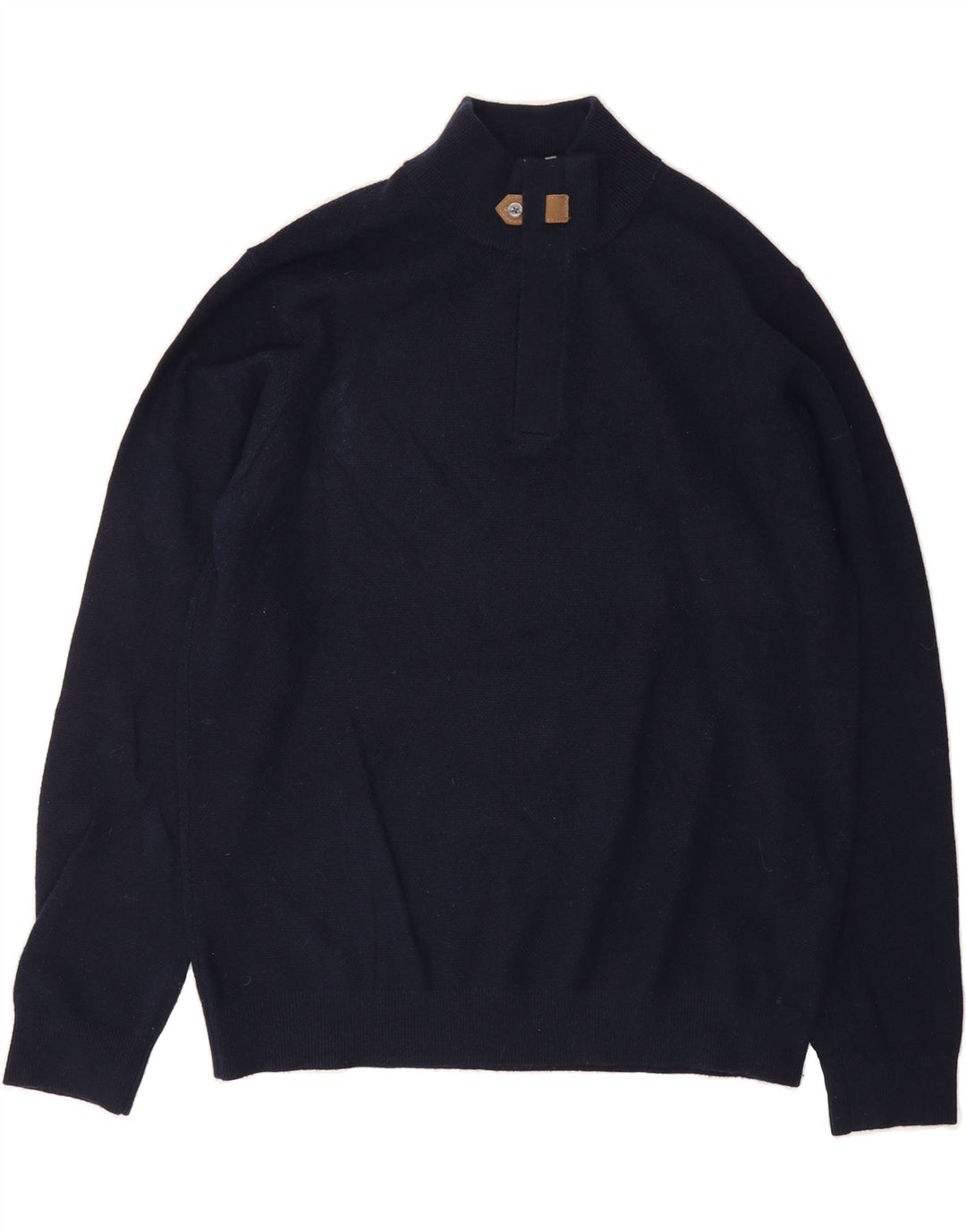 MASSIMO DUTTI Womens Button Neck Jumper Sweater UK 16 Large Navy Blue Wool Vintage Massimo Dutti and Second-Hand Massimo Dutti from Messina Hembry 