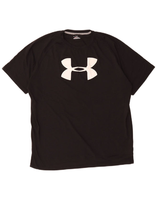 T-shirt grafica da uomo Under Armour Heat Gear Top grande in poliestere nero